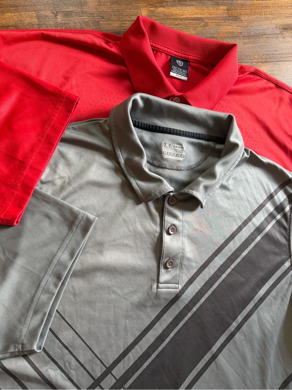Lot Of 2 Nike & UA Performance Short Sleeve Polo Shirt Golf Size XXL Red & Gray